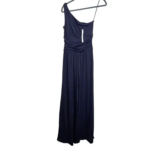 Susana Monaco One Shoulder Midnight Flared Leg Jumpsuit NWT - Picture 3 of 10